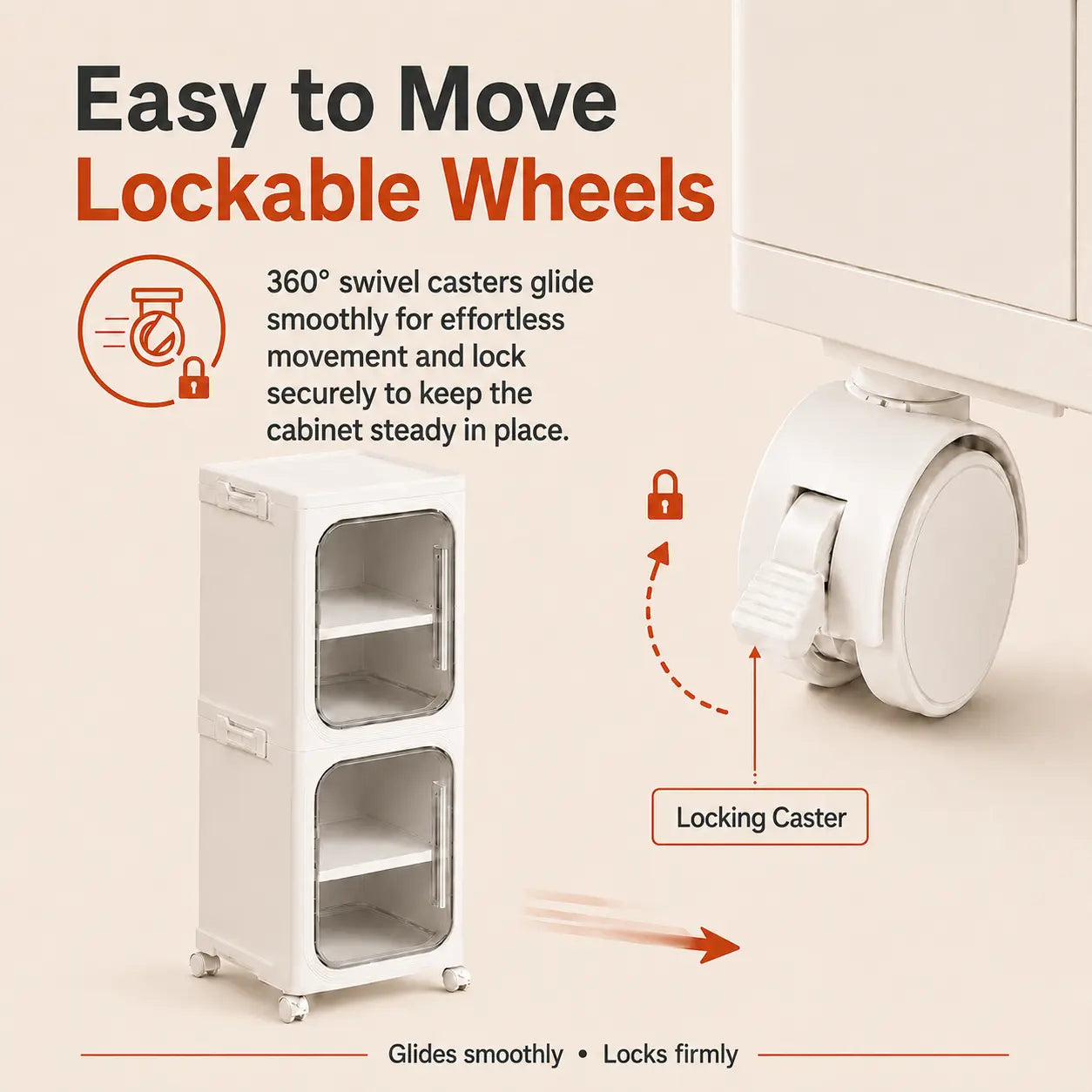 ONAIL Four-Layer Slim Storage Cabinet - Durable Plastic Construction, Adjustable Shelves, Stackable and Foldable Design, Ideal for Small Spaces, Bathrooms, and Kitchens