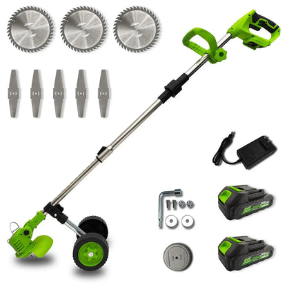 3-in-1 Cordless Electric Weed Whacker with Adjustable Handle - Lightweight Grass Trimmer featuring Multi-Blade System and Quiet Operation for Lawn Care