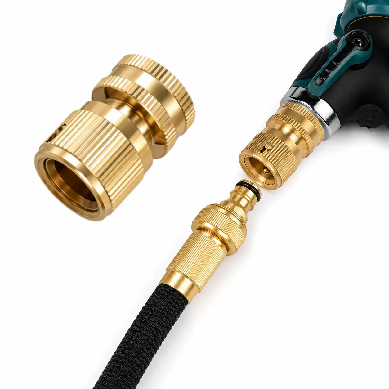 Solid Brass 3/4 Inch GHT Female Garden Hose Quick Connector - No-Leak Water Hose Adapter (1 Piece)