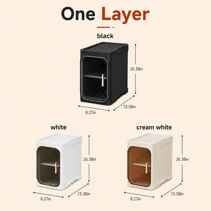 ONAIL Four-Layer Slim Storage Cabinet - Durable Plastic Construction, Adjustable Shelves, Stackable and Foldable Design, Ideal for Small Spaces, Bathrooms, and Kitchens