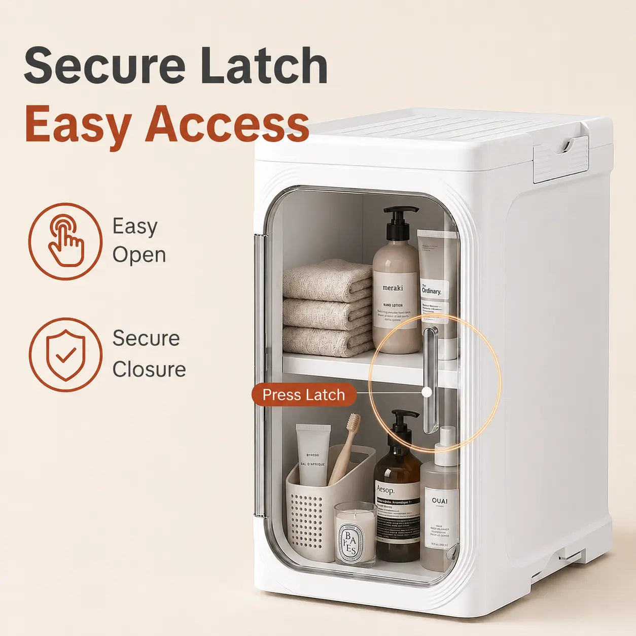 ONAIL Four-Layer Slim Storage Cabinet - Durable Plastic Construction, Adjustable Shelves, Stackable and Foldable Design, Ideal for Small Spaces, Bathrooms, and Kitchens