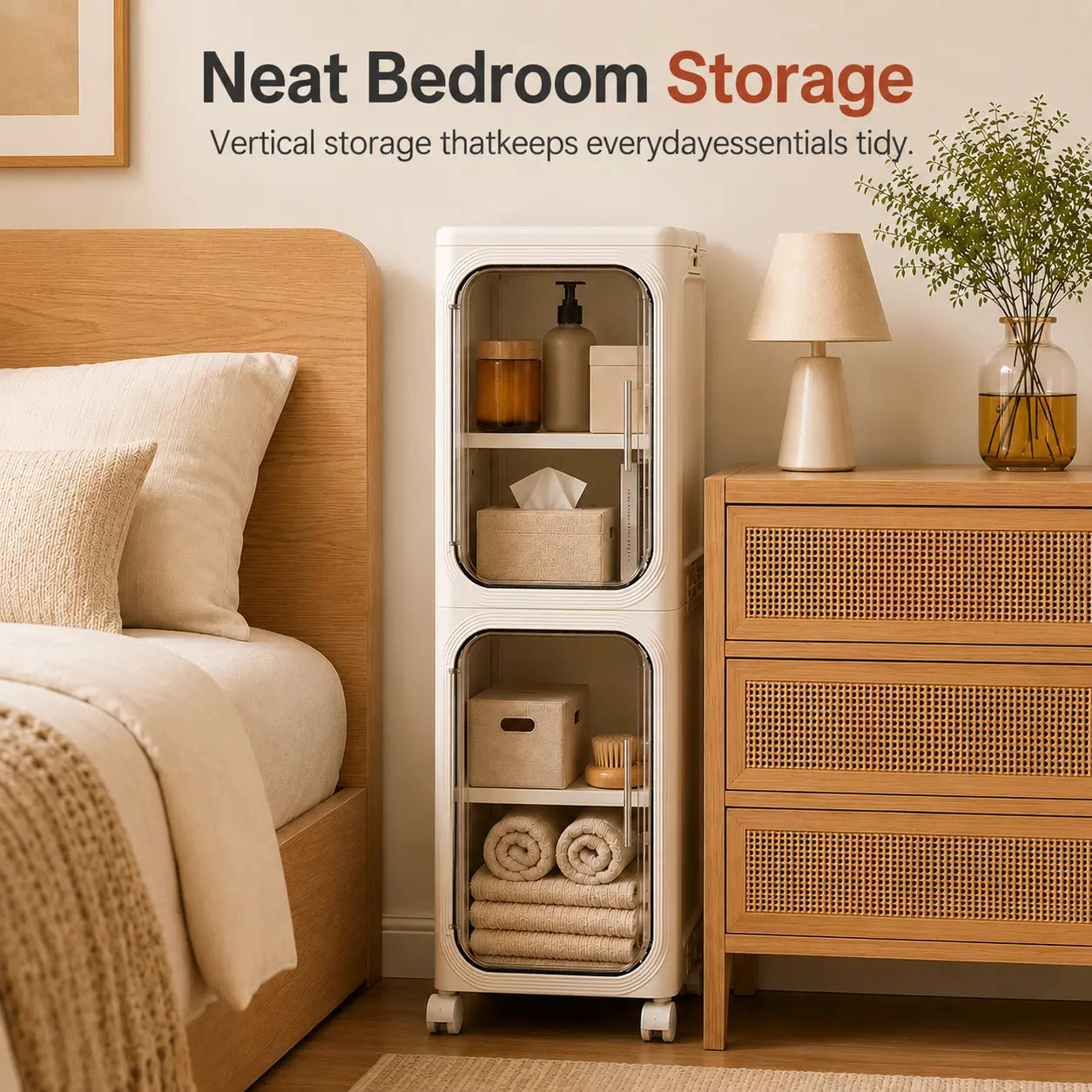 ONAIL Four-Layer Slim Storage Cabinet - Durable Plastic Construction, Adjustable Shelves, Stackable and Foldable Design, Ideal for Small Spaces, Bathrooms, and Kitchens