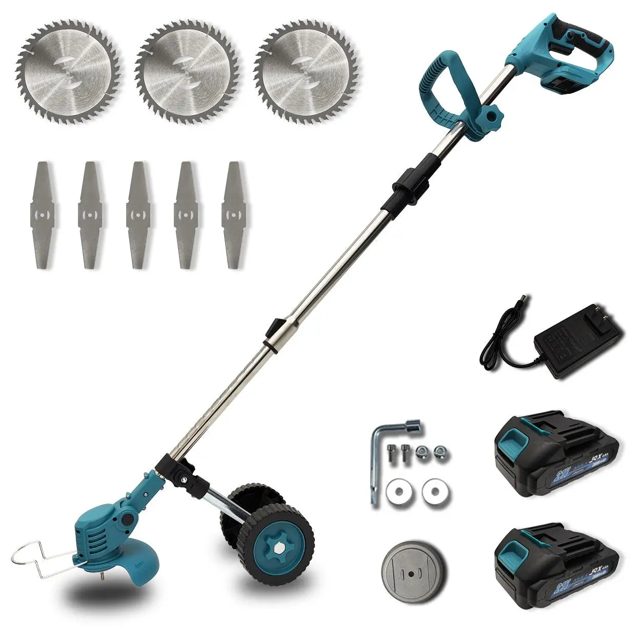 3-in-1 Cordless Electric Weed Whacker with Adjustable Handle - Lightweight Grass Trimmer featuring Multi-Blade System and Quiet Operation for Lawn Care