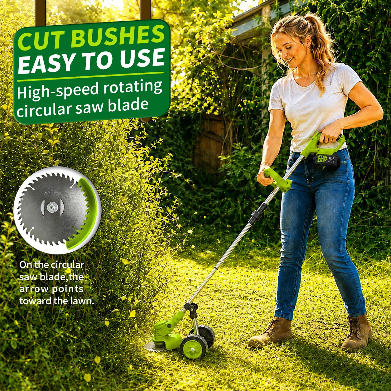 3-in-1 Cordless Electric Weed Whacker with Adjustable Handle - Lightweight Grass Trimmer featuring Multi-Blade System and Quiet Operation for Lawn Care