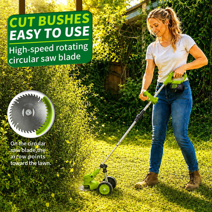 3-in-1 Cordless Electric Weed Whacker with Adjustable Handle - Lightweight Grass Trimmer featuring Multi-Blade System and Quiet Operation for Lawn Care