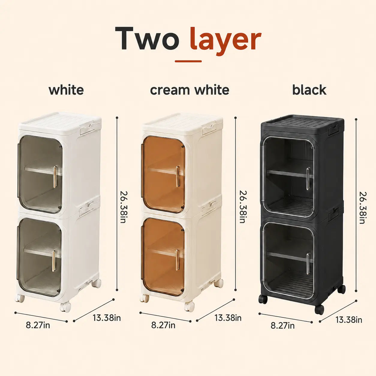 ONAIL Four-Layer Slim Storage Cabinet - Durable Plastic Construction, Adjustable Shelves, Stackable and Foldable Design, Ideal for Small Spaces, Bathrooms, and Kitchens