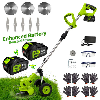 3-in-1 Cordless Electric Weed Whacker with Adjustable Handle - Lightweight Grass Trimmer featuring Multi-Blade System and Quiet Operation for Lawn Care