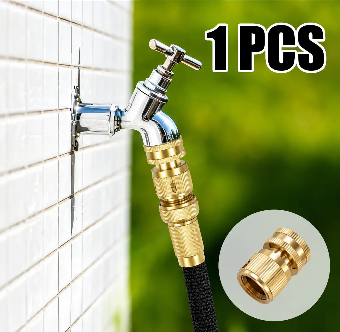 Solid Brass 3/4 Inch GHT Female Garden Hose Quick Connector - No-Leak Water Hose Adapter (1 Piece)