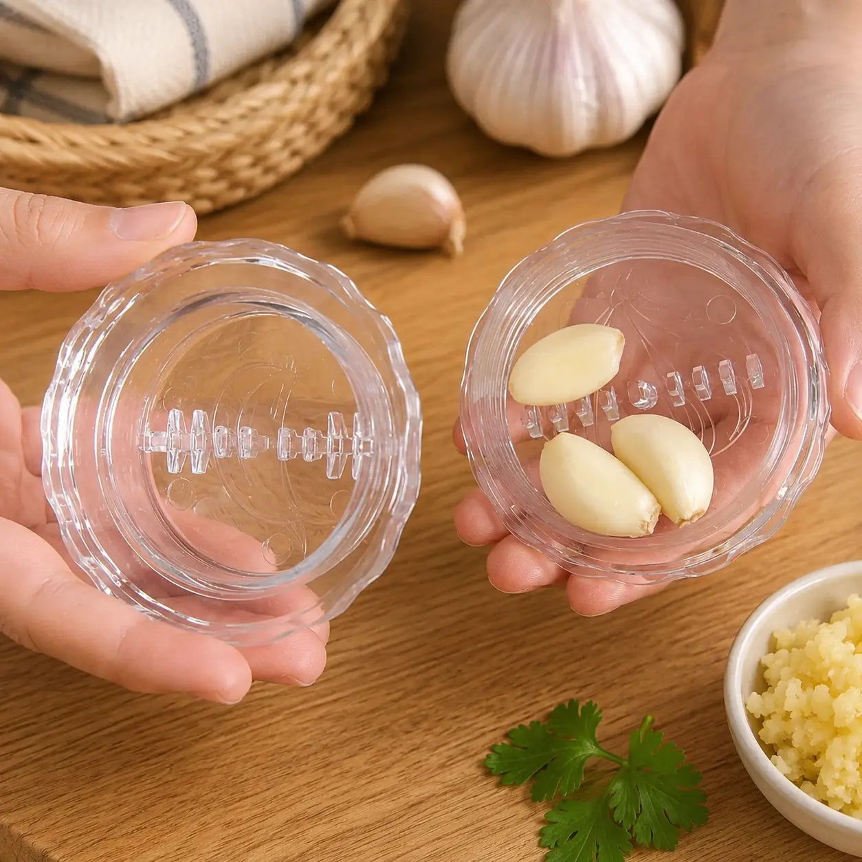 Manual Garlic Twister Mincer - Durable and Convenient Kitchen Tool for Garlic, Onion, and Ginger Preparation