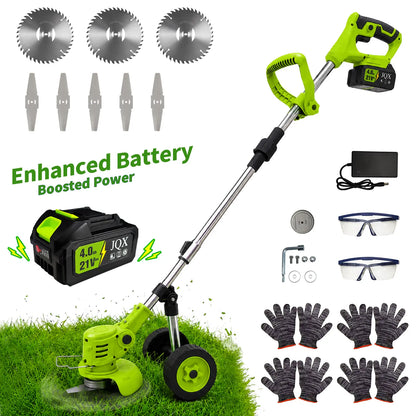 3-in-1 Cordless Electric Weed Whacker with Adjustable Handle - Lightweight Grass Trimmer featuring Multi-Blade System and Quiet Operation for Lawn Care
