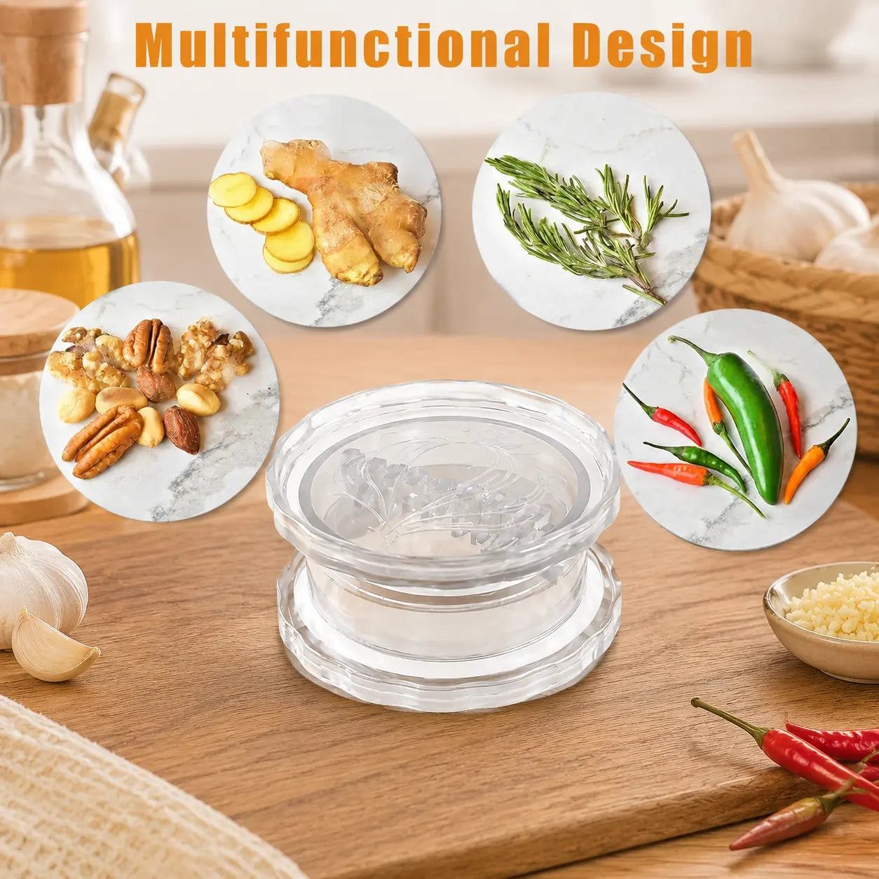 Manual Garlic Twister Mincer - Durable and Convenient Kitchen Tool for Garlic, Onion, and Ginger Preparation