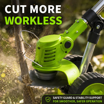 3-in-1 Cordless Electric Weed Whacker with Adjustable Handle - Lightweight Grass Trimmer featuring Multi-Blade System and Quiet Operation for Lawn Care
