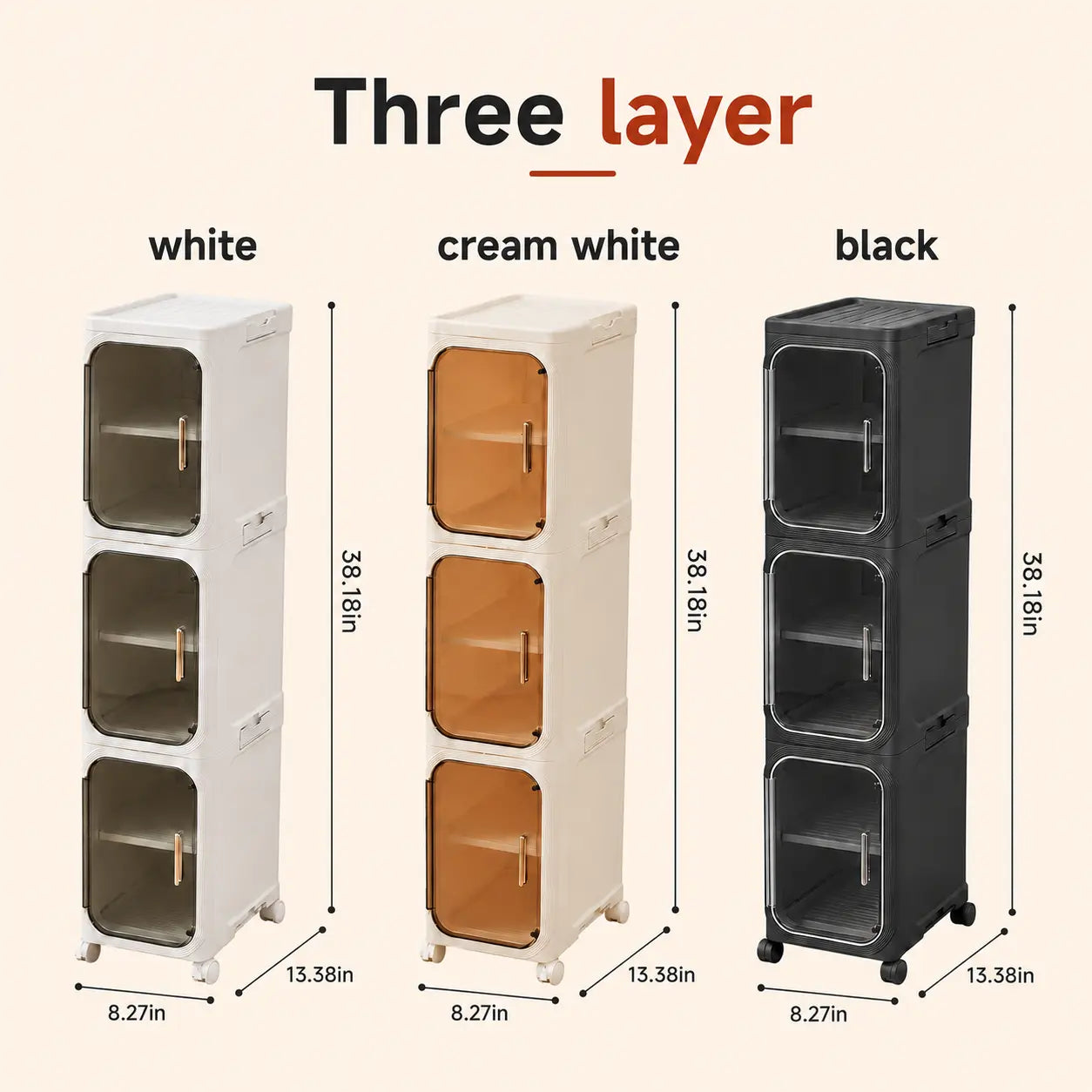 ONAIL Four-Layer Slim Storage Cabinet - Durable Plastic Construction, Adjustable Shelves, Stackable and Foldable Design, Ideal for Small Spaces, Bathrooms, and Kitchens