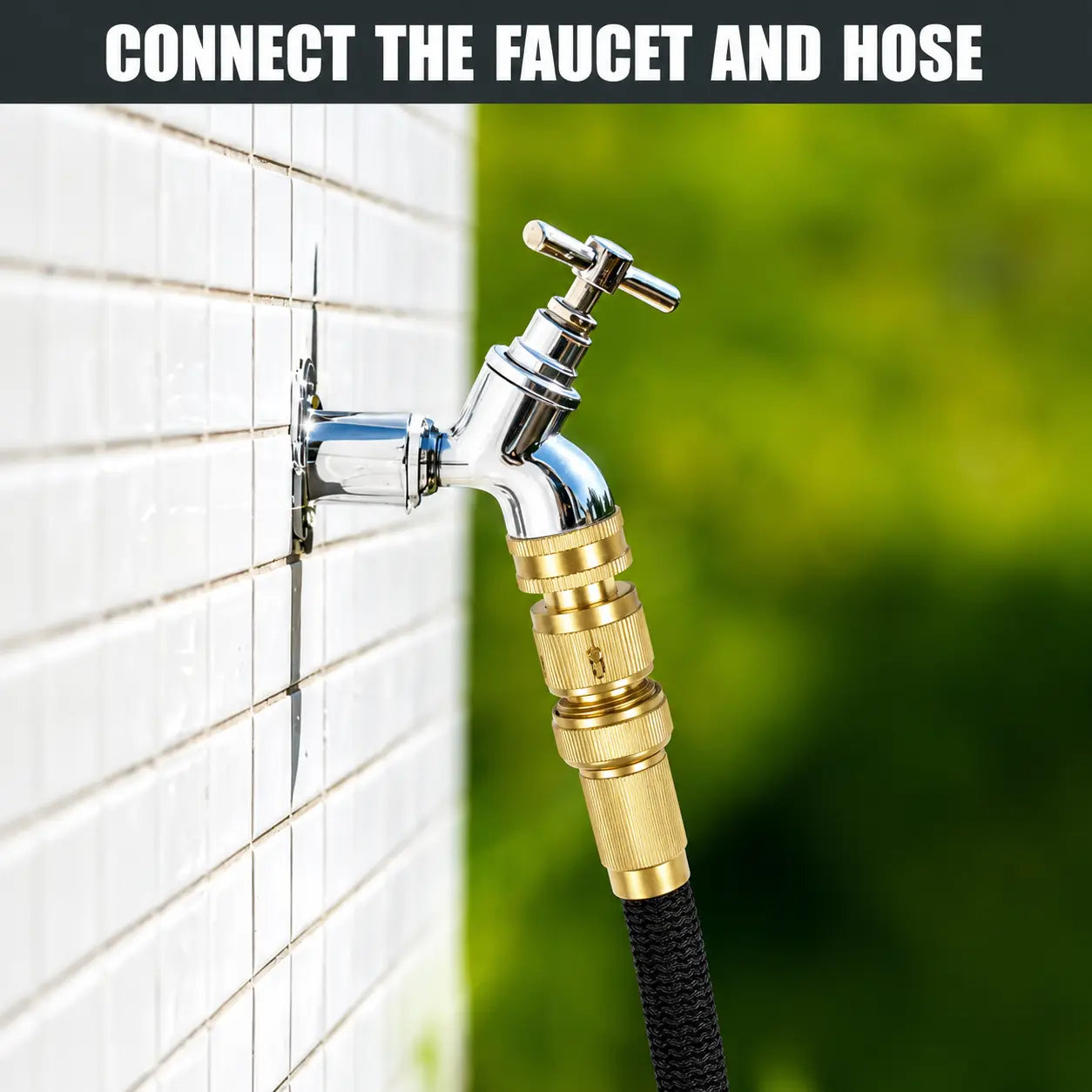 Solid Brass 3/4 Inch GHT Female Garden Hose Quick Connector - No-Leak Water Hose Adapter (1 Piece)