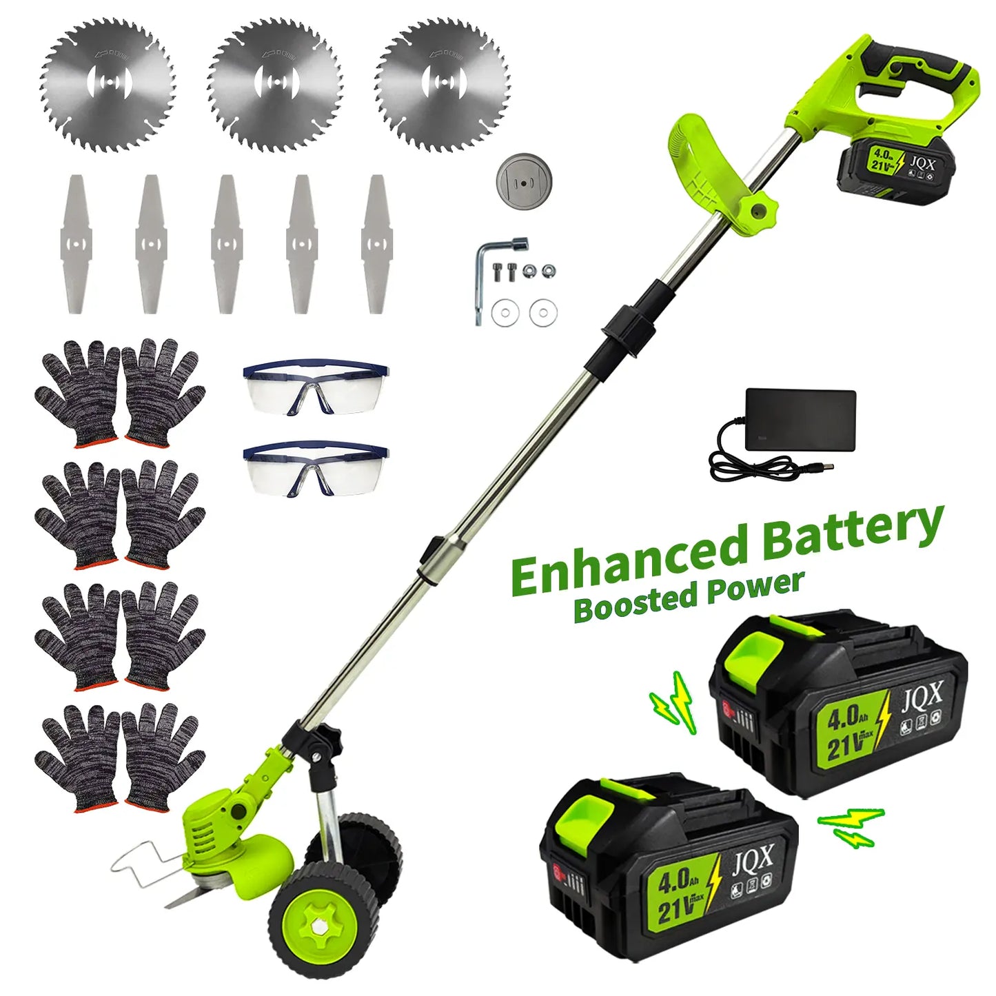 3-in-1 Cordless Electric Weed Whacker with Adjustable Handle - Lightweight Grass Trimmer featuring Multi-Blade System and Quiet Operation for Lawn Care