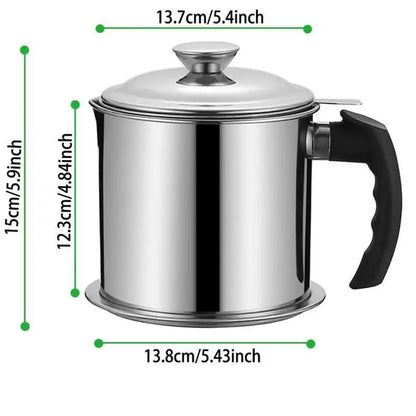 Modern Stainless Steel Oil Dispenser with Tray and Lid, Featuring Filter for Bacon Grease and Cooking Oil, Kitchenware and Utensils
